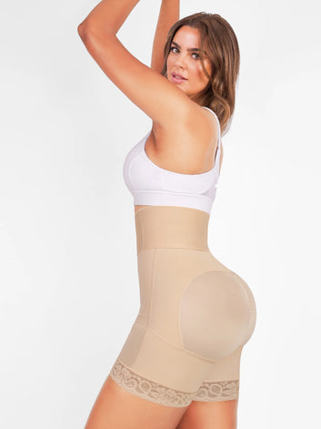 Verstevigende bodyshaper met hoge taille, haaksluiting in 3 standen en ondersteunende baleinen